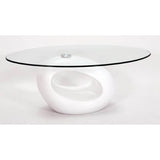 Dale Coffee Table - High Gloss Fiberglass Base with Clear Glass Top