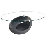 Dale Coffee Table - High Gloss Fiberglass Base with Clear Glass Top