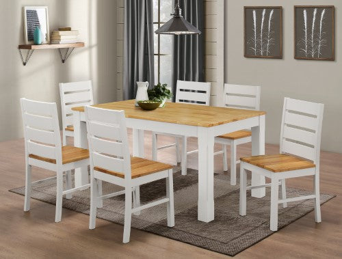 Fairmont Dining Set with 6 Chairs Natural & White