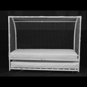 Football Metal Single Bed with Trundle - White