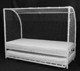 Football Metal Single Bed with Trundle - White