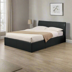 Storage Bed Black Leather