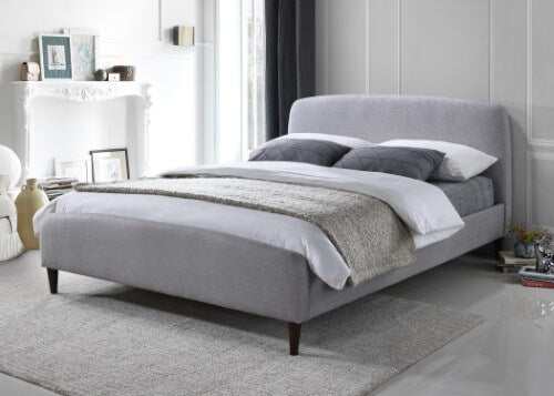 Geneva Light Grey Fabric King Size Bed Frame
