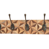 Aztec Design Wooden Plinth, 4 Double Coat Hooks