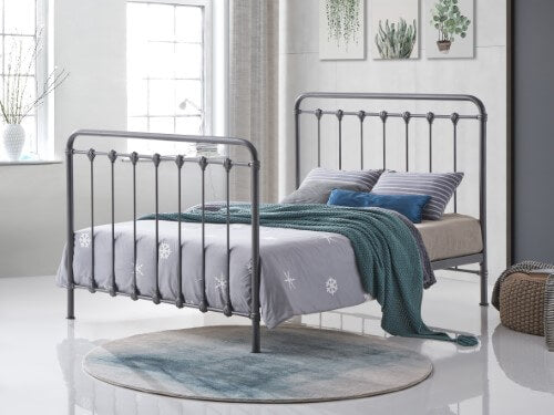 Havana Metal Speckled Black and Silver Small Double Bed Frame