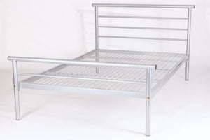 Hercules Contract Metal Bed 4 Foot Silver - Strengthened Mesh Base, Robust Build