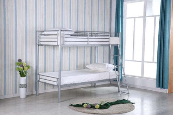 Himley Bunk Bed Silver – Modern Metal Frame, Converts to Two Beds