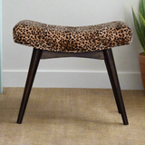 Leopard Print Curved Velvet Bench