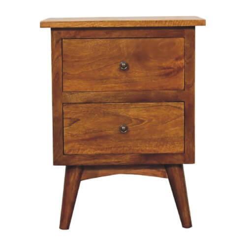 Chestnut Bedside Table - Nordic Style Legs