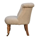 Classic cream accent chair with deep button tufts, handwoven cotton upholstery, and solid mango wood frame