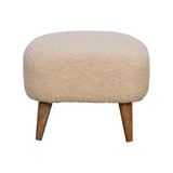 Artisanal handwoven footstool with eco-friendly cotton upholstery