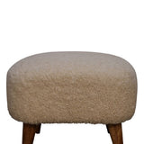 Handcrafted cotton footstool with natural yarn upholstery