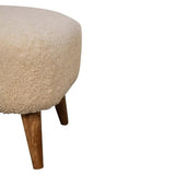 Square-shaped footstool with handwoven cotton fabric