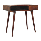 Curved Chestnut Writing Desk – Handcrafted Solid Mango Wood with Elegant Nordic Design