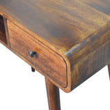 Curved Chestnut Writing Desk – Handcrafted Solid Mango Wood with Elegant Nordic Design