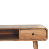 Curved Oak-Ish Writing Desk – Handcrafted Solid Mango Wood with Elegant Nordic Design