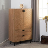 Leon 2-Door 2-Drawer Cabinet - Medium Oak Effect