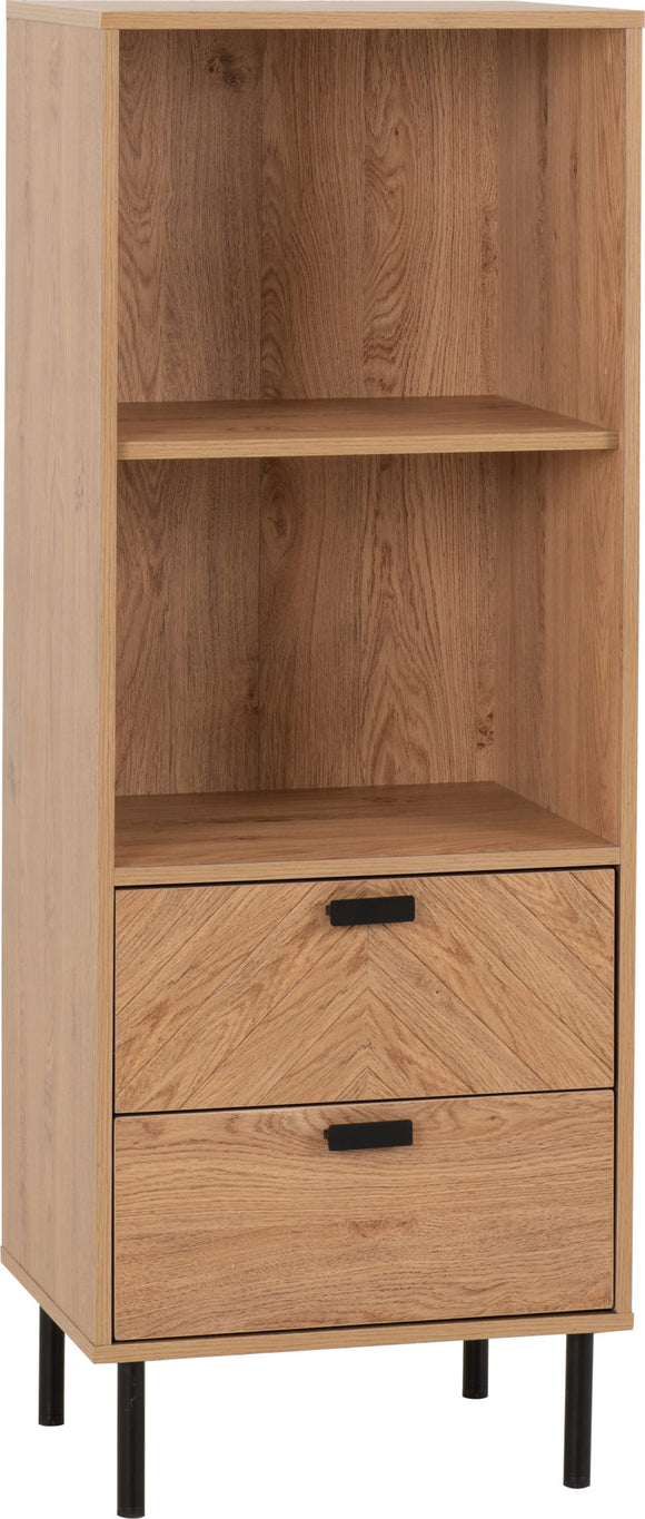 Leon 2-Drawer 2-Shelf Cabinet - Medium Oak Effect