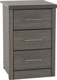 Lisbon 3 Drawer Bedside Chest - Black Wood Grain Finish