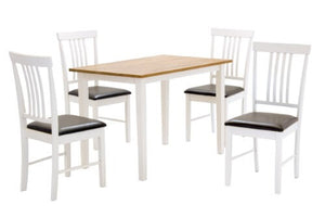 Medium Dining Set with 4 Chairs Oak & White