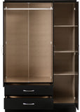 Nevada 3-Door 2-Drawer Mirrored Wardrobe - Black Gloss