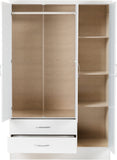 Nevada 3-Door 2-Drawer Mirrored Wardrobe - White Gloss