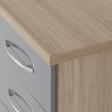 Nevada 3 Drawer Bedside Chest - Grey Gloss/Light Oak Effect