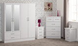 Nevada 4-Door 2-Drawer Mirrored Wardrobe Bedroom Set - White Gloss