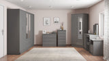 Nevada 6-Door 2-Drawer Mirrored Wardrobe - 3D Effect Grey