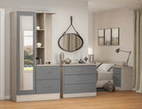 Nevada Mirrored Open Shelf Wardrobe - Grey Gloss/Light Oak Effect