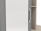 Nevada Mirrored Open Shelf Wardrobe - Grey Gloss/Light Oak Effect