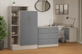 Nevada Petite Open Shelf Wardrobe - Grey Gloss/Light Oak Effect