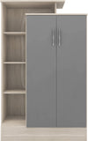 Nevada Petite Open Shelf Wardrobe - Grey Gloss/Light Oak Effect