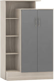 Nevada Petite Open Shelf Wardrobe - Grey Gloss/Light Oak Effect