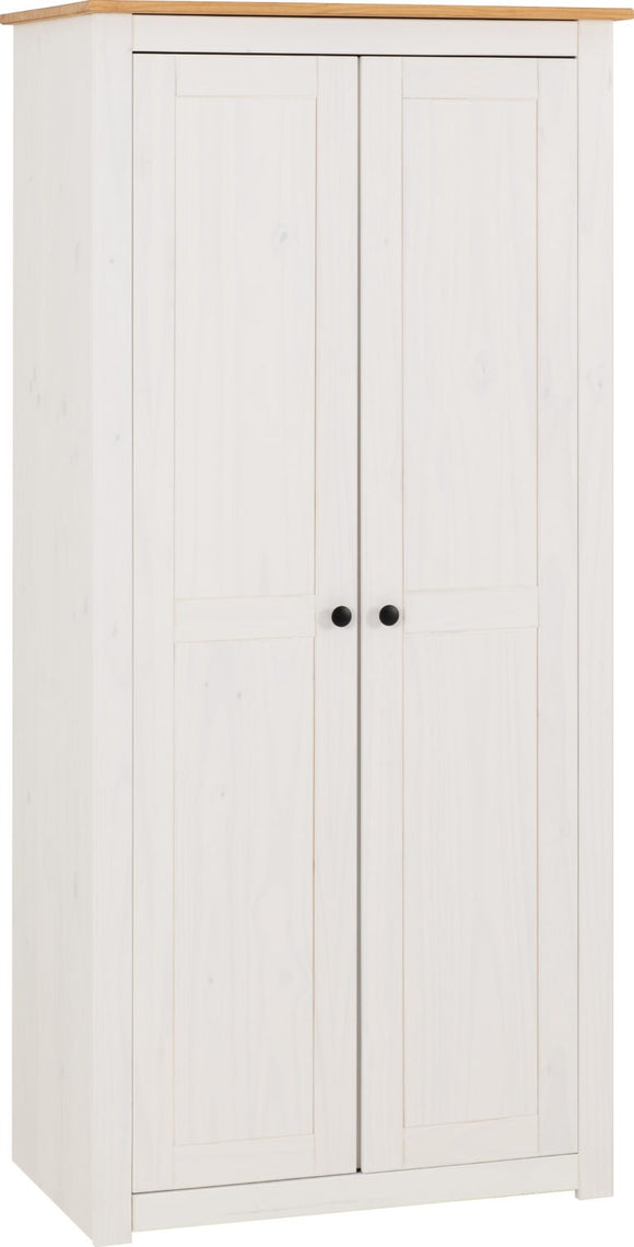 Panama 2-Door Wardrobe - White/Natural Wax
