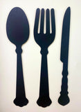 Black Three Piece Cutlery Wall Chalkboards 122cm