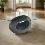 Dale Coffee Table - High Gloss Fiberglass Base with Clear Glass Top