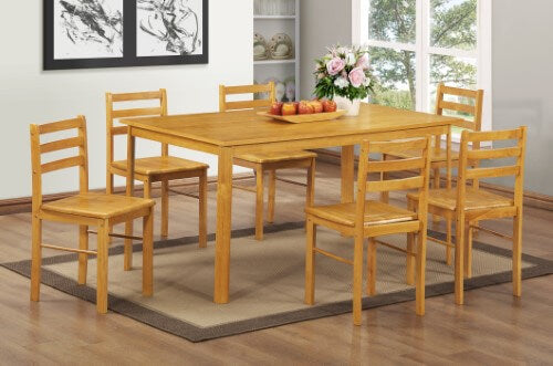 York Large Solid Wood Dining Set with 6 Chairs Natural Oak Finish