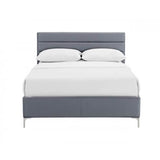 Arco PU Double Bed - Grey with Chrome T-Legs