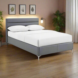 Arco PU Double Bed - Grey with Chrome T-Legs