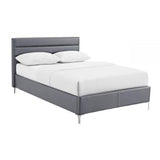 Arco PU Double Bed - Grey with Chrome T-Legs