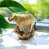 Handmade Parasite Wood Art Carving - Elephant Walking