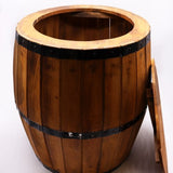 Rustic Wooden Beer Barrel Table with Storage Compartment