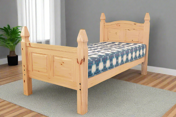 Corona Double Bed - High Footend, Distressed Wax Pine Finish