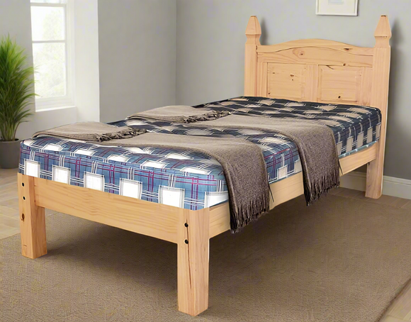 Corona Double Bed - Low Footend, Distressed Wax Pine Finish