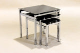 Eton Nest of Tables - Chrome Frame with Black Tempered Glass Tops