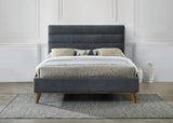 Mayfair Dark Grey Fabric Double Bed Frame - Front View
