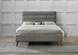 Mayfair Light Grey Fabric Double Bed Frame - Front View