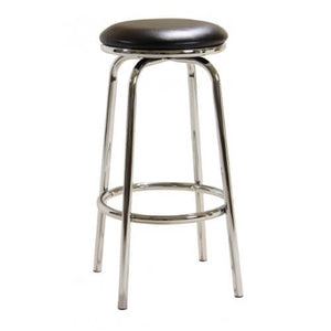 Bar Stool Chrome Swivel (No Back) - Black & Chrome (Sold in Pairs)