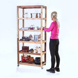 Six Shelf Display with Casters - Sustainable Recycled Wood Furniture